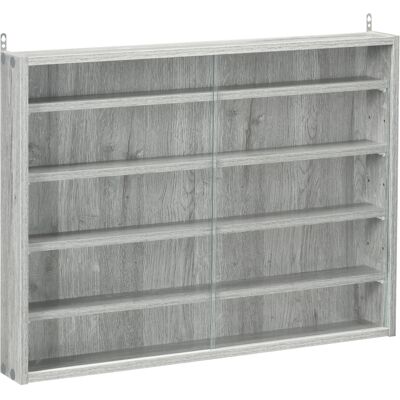 Homcom Vitrina de pared para objetivos de colección 5 estantes ajustables en altura y 2 puertas corredizas 80x9,5x60 cm Gris Aosom España Homcom Vitrina de pared para objetivos de colección 5 estantes ajustables en altura y 2 puertas corredizas 80x9,5x60 cm Gris Aosom España