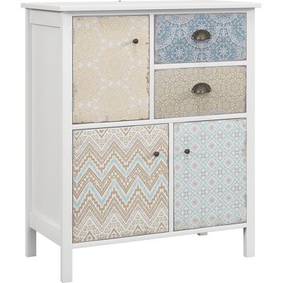 HOMCOM Armario de almacenamiento blanco - Shabby Chic, 2 cajones, 3 compartimentos - Gabinete de almacenamiento HOMCOM Armario de almacenamiento blanco - Shabby Chic, 2 cajones, 3 compartimentos - Gabinete de almacenamiento
