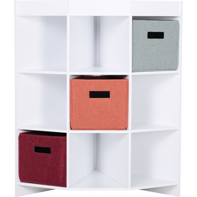 Homcom Estantería de Esquina para Juguetes con cestos extraíbles Mueble de Almacenaje para Habitación Infantil 57x57x95cm Blanco Aosom España Homcom Estantería de Esquina para Juguetes con cestos extraíbles Mueble de Almacenaje para Habitación Infantil 57x57x95cm Blanco Aosom España