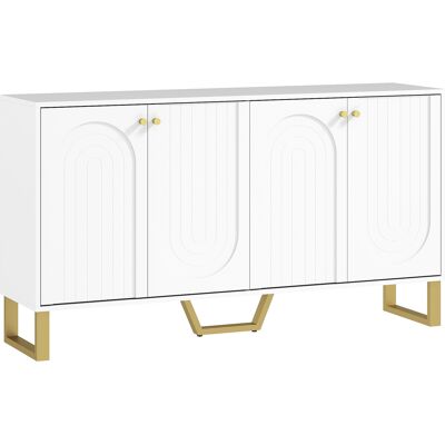 Homcom Aparador con 4 Puertas Arqueadas Estantes Ajustables y Patas Doradas 140,8x35x77,5 cm Blanco Homcom Aparador con 4 Puertas Arqueadas Estantes Ajustables y Patas Doradas 140,8x35x77,5 cm Blanco