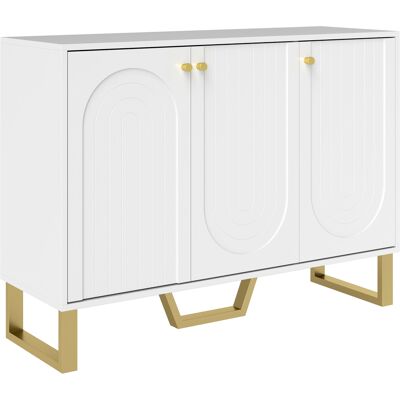 Homcom Aparador con 3 Puertas Arqueadas Estantes Ajustables y Patas Doradas 106,5x35x77,5 cm Blanco Homcom Aparador con 3 Puertas Arqueadas Estantes Ajustables y Patas Doradas 106,5x35x77,5 cm Blanco