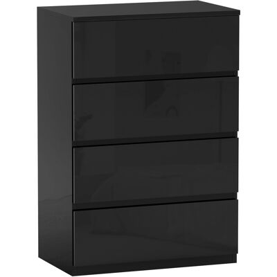 Homcom Cómoda con 4 Cajones Cajonera de Estilo Moderno para Dormitorio Entrada Salón 55x34x80 cm Negro Homcom Cómoda con 4 Cajones Cajonera de Estilo Moderno para Dormitorio Entrada Salón 55x34x80 cm Negro