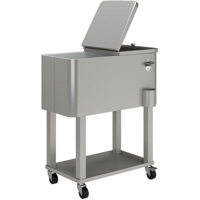 Outsunny Carro Nevera con Ruedas Abrebotellas y Estante 56L para Patio Fiesta Terraza 67x35x80 cm Gris Claro Outsunny Carro Nevera con Ruedas Abrebotellas y Estante 56L para Patio Fiesta Terraza 67x35x80 cm Gris Claro