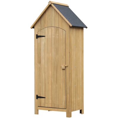 Outsunny Caseta Jardín Exterior de Madera 77,5x54,2x179,5 cm 0,3 m² para Almacenaje de Herramientas con Estantes Puertas Natural Outsunny Caseta Jardín Exterior de Madera 77,5x54,2x179,5 cm 0,3 m² para Almacenaje de Herramientas con Estantes Puertas Natural