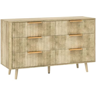 Homcom Cómoda de 6 Cajones con Diseño Estriado y Cajonera para Salón Pasillo 62x35x105 cm Roble Homcom Cómoda de 6 Cajones con Diseño Estriado y Cajonera para Salón Pasillo 62x35x105 cm Roble