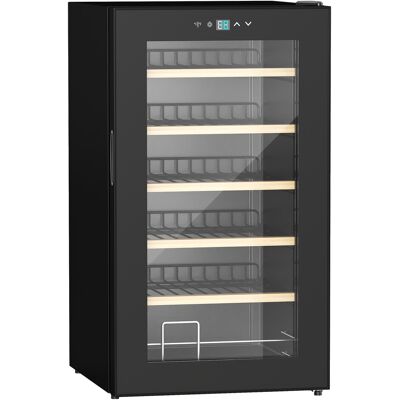 Homcom Nevera Vinos 24 Botellas 65L con Luz LED Pantalla Táctil Nevera para Vinos con Puerta de Vidrio y 5 Estantes de Metal Negro Aosom España Homcom Nevera Vinos 24 Botellas 65L con Luz LED Pantalla Táctil Nevera para Vinos con Puerta de Vidrio y 5 Estantes de Metal Negro Aosom España