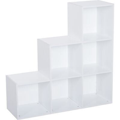 Estantería Escalera Homcom Blanca 6 Cubos - Mueble Estantería Escalera Homcom Blanca 6 Cubos - Mueble