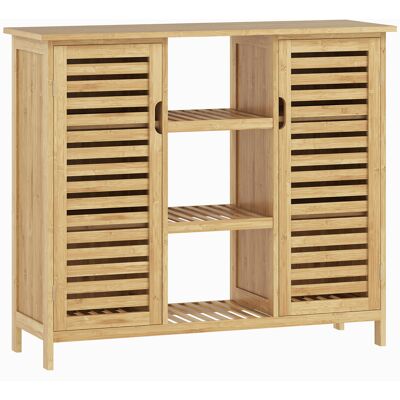Homcom Zapatero con 2 Puertas de Bambú de Lamas Estantes y Compartimentos Abiertos para 9 Pares de Zapatos 100x33x86 cm Natural Homcom Zapatero con 2 Puertas de Bambú de Lamas Estantes y Compartimentos Abiertos para 9 Pares de Zapatos 100x33x86 cm Natural