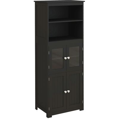 Homcom Aparador de Comedor Armario de Cocina con 4 Puertas 2 Estantes Abiertos y Estante Ajustable para Salón 60x30x162cm Negro Homcom Aparador de Comedor Armario de Cocina con 4 Puertas 2 Estantes Abiertos y Estante Ajustable para Salón 60x30x162cm Negro