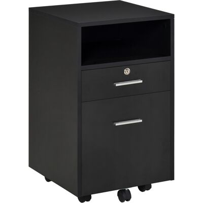 Vinsetto Archivador de Oficina Portadocumentos de Madera con 2 Cajones y Estante Abierto, 39x40x65 cm, Negro Aosom España Vinsetto Archivador de Oficina Portadocumentos de Madera con 2 Cajones y Estante Abierto, 39x40x65 cm, Negro Aosom España