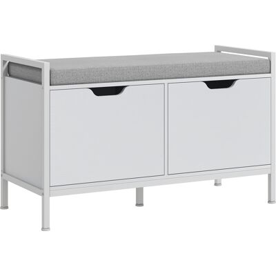 Homcom Banco Zapatero para Entrada Recibidor con Asiento Cojín Extraíble para 4 Pares de Zapatos 84x35x50 cm Blanco Homcom Banco Zapatero para Entrada Recibidor con Asiento Cojín Extraíble para 4 Pares de Zapatos 84x35x50 cm Blanco