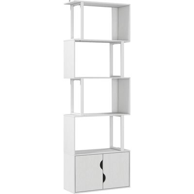 Homcom Librería de 5 Niveles en Forma de S con 5 Estantes y 2 Puertas para Sala de Estar Oficina 60x23,8x179,2 cm Blanco Homcom Librería de 5 Niveles en Forma de S con 5 Estantes y 2 Puertas para Sala de Estar Oficina 60x23,8x179,2 cm Blanco