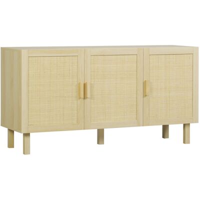 Homcom Aparador 3 Puertas de Rejilla de Ratán con Estantes Ajustables para Comedor Entrada Dormitorio Natural 136x41x70 cm Homcom Aparador 3 Puertas de Rejilla de Ratán con Estantes Ajustables para Comedor Entrada Dormitorio Natural 136x41x70 cm