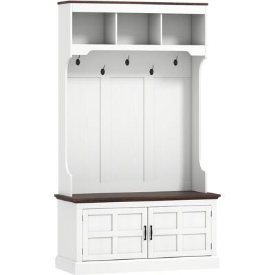 Homcom Perchero Zapatero con Banco Zapatero Ganchos Estantes y Compartimentos para Entrada Pasillo Salón 105x40x180 cm Blanco Aosom España Homcom Perchero Zapatero con Banco Zapatero Ganchos Estantes y Compartimentos para Entrada Pasillo Salón 105x40x180 cm Blanco Aosom España