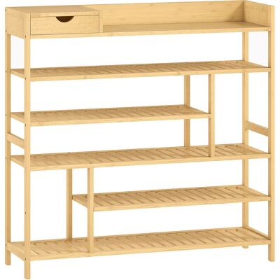 Homcom Zapatero con 6 Niveles, Cajón de Bambú para hasta 18 Pares de Zapatos, Estante para Zapatos de Entrada, Dormitorio, 101 x 30 x 100 cm, Natural Homcom Zapatero con 6 Niveles, Cajón de Bambú para hasta 18 Pares de Zapatos, Estante para Zapatos de Entrada, Dormitorio, 101 x 30 x 100 cm, Natural