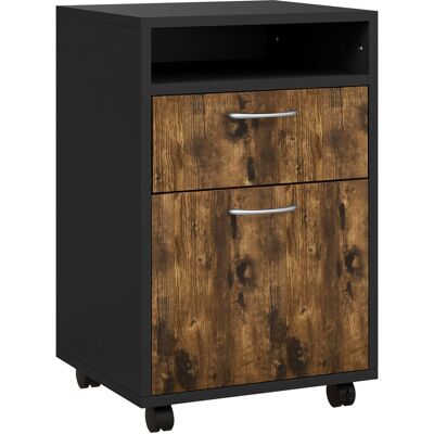 Homcom Archivador de oficina con ruedas cajón armario nicho para documentos y carpetas colgantes 40x35x60 cm marrón rústico Aosom España Homcom Archivador de oficina con ruedas cajón armario nicho para documentos y carpetas colgantes 40x35x60 cm marrón rústico Aosom España