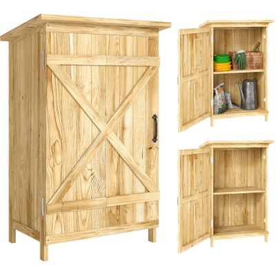 Outsunny Caseta de Jardín de Madera 63,5x40x90 cm Armario para Almacenaje de Herramientas con 2 Estantes y Puerta Natural Outsunny Caseta de Jardín de Madera 63,5x40x90 cm Armario para Almacenaje de Herramientas con 2 Estantes y Puerta Natural