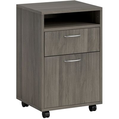 Homcom Cajonera Portadocumentos con 4 Ruedas, de Madera y Metal, 40x35x60 cm, Gris Homcom Cajonera Portadocumentos con 4 Ruedas, de Madera y Metal, 40x35x60 cm, Gris