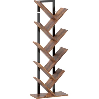 Homcom Estantería de 9 Niveles en Forma de Árbol de Oficina, Marrón Rústico Homcom Estantería de 9 Niveles en Forma de Árbol de Oficina, Marrón Rústico
