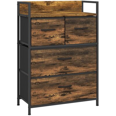 Homcom Cajonera de Tela con 4 Cajones Plegables y Marco de Acero Estilo Industrial para Salón 60x29x85 cm Marrón Rústico Aosom España Homcom Cajonera de Tela con 4 Cajones Plegables y Marco de Acero Estilo Industrial para Salón 60x29x85 cm Marrón Rústico Aosom España