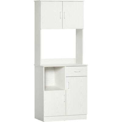 Homcom Alacena de Cocina Mueble Auxiliar Buffet para Microondas 3 Armarios Puertas Balda Ajustable Cajón y Estante 71x41x178 cm Blanco Aosom España Homcom Alacena de Cocina Mueble Auxiliar Buffet para Microondas 3 Armarios Puertas Balda Ajustable Cajón y Estante 71x41x178 cm Blanco Aosom España