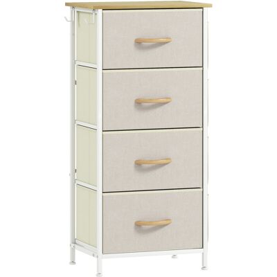 Homcom Cajonera de Tela Cómoda con 4 Cajones 4 Bolsillos Laterales 2 Ganchos y Estructura de Acero Beige Homcom Cajonera de Tela Cómoda con 4 Cajones 4 Bolsillos Laterales 2 Ganchos y Estructura de Acero Beige