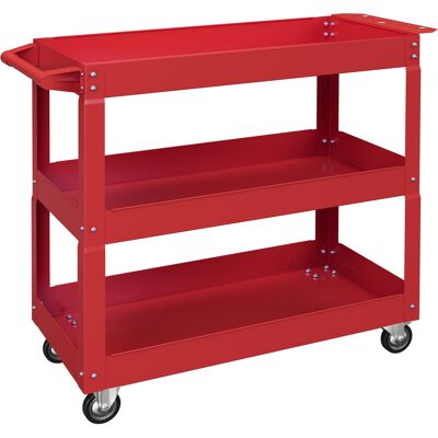DURHAND Carro de Taller de Acero con 3 Estantes de Almacenamiento y Asa Lateral Carga 150 kg 83x35,3x76 cm Rojo DURHAND Carro de Taller de Acero con 3 Estantes de Almacenamiento y Asa Lateral Carga 150 kg 83x35,3x76 cm Rojo