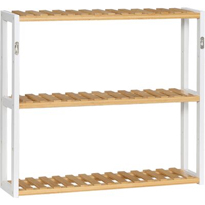 Homcom Estantería de Pared de Bambú con 3 Estantes Flotantes Diseño Moderno para Salón Dormitorio Cocina 60x15x54 cm Natural y Blanco Aosom España Homcom Estantería de Pared de Bambú con 3 Estantes Flotantes Diseño Moderno para Salón Dormitorio Cocina 60x15x54 cm Natural y Blanco Aosom España