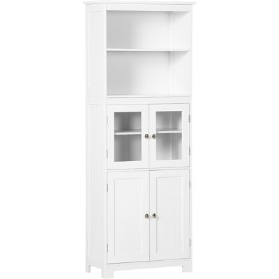 Homcom Armario de Cocina Alacena Espacioso Mueble Aparador con 2 Puertas de Vidrio Templado y 2 Estantes Abiertos 60x30x162 cm Blanco Aosom España Homcom Armario de Cocina Alacena Espacioso Mueble Aparador con 2 Puertas de Vidrio Templado y 2 Estantes Abiertos 60x30x162 cm Blanco Aosom España