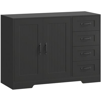 Homcom Sideboard, aparador, estilo moderno, 4 cajones, 1 armario, 105 x 40 x 76 cm, Negro Homcom Sideboard, aparador, estilo moderno, 4 cajones, 1 armario, 105 x 40 x 76 cm, Negro