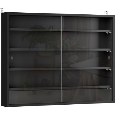 Homcom Vitrina de Pared Vitrina de Madera con Estantes Ajustables y 2 Puertas Correderas de Cristal 80x9,5x60 cm Negro Aosom España Homcom Vitrina de Pared Vitrina de Madera con Estantes Ajustables y 2 Puertas Correderas de Cristal 80x9,5x60 cm Negro Aosom España