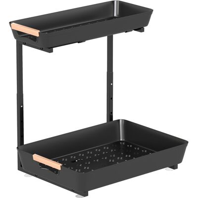 Homcom Estantería de Cocina Ajustable en Altura con 2 Cestas, Barra de Café 96,5 x 38 x 165 cm Homcom Estantería de Cocina Ajustable en Altura con 2 Cestas, Barra de Café 96,5 x 38 x 165 cm