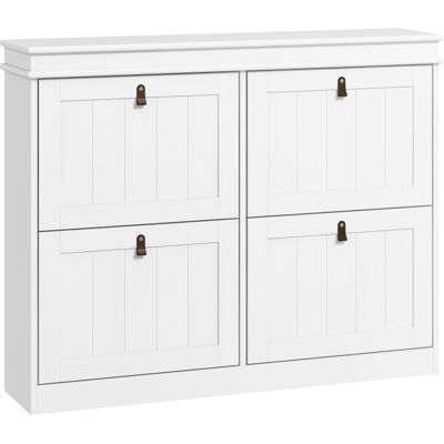Homcom Zapatero Estrecho Basculante Moderno 4 Puertas Abatibles Estantes Ajustables 20 Pares Zapatos Antivuelco Blanco 105x24x82.5 cm Aosom España Homcom Zapatero Estrecho Basculante Moderno 4 Puertas Abatibles Estantes Ajustables 20 Pares Zapatos Antivuelco Blanco 105x24x82.5 cm Aosom España