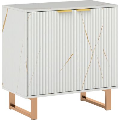 Homcom Buffet salon meuble de rangement style moderne con placard de 2 puertas acanaladas, estantería ajustable, patas de metal, blanco Homcom Buffet salon meuble de rangement style moderne con placard de 2 puertas acanaladas, estantería ajustable, patas de metal, blanco
