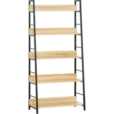 Homcom Estantería Librería de 5 Niveles Estantería de Salón Estantería para Libros con Marco de Metal 70x35x149,5 cm Natural Aosom España Homcom Estantería Librería de 5 Niveles Estantería de Salón Estantería para Libros con Marco de Metal 70x35x149,5 cm Natural Aosom España