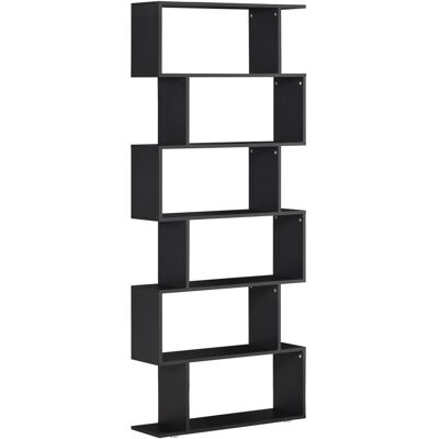 Homcom Estantería Librera 6 Estantes Madera Forma S 80x24x191 cm Estantes Color Negro Aosom España Homcom Estantería Librera 6 Estantes Madera Forma S 80x24x191 cm Estantes Color Negro Aosom España
