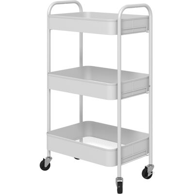 Homcom Carrito Auxiliar con Ruedas de 3 Niveles Carrito de Cocina con 3 Cestas y 2 Asas 45x30,6x79 cm Blanco Homcom Carrito Auxiliar con Ruedas de 3 Niveles Carrito de Cocina con 3 Cestas y 2 Asas 45x30,6x79 cm Blanco