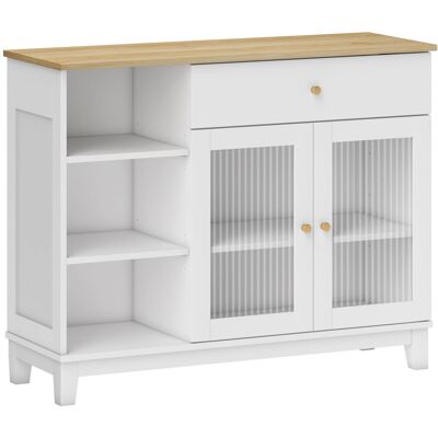 Homcom Aparador para Salón con 2 Puertas de Vidrio Cajón Compartimentos Abiertos y Estantes Ajustables 100x35x80,3 cm Blanco Homcom Aparador para Salón con 2 Puertas de Vidrio Cajón Compartimentos Abiertos y Estantes Ajustables 100x35x80,3 cm Blanco