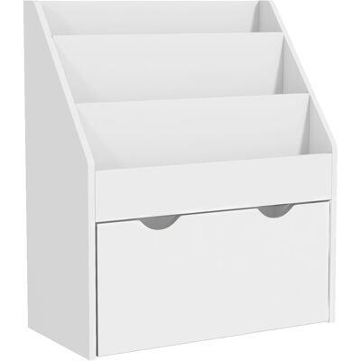AIYAPLAY Librería Infantil de 4 Niveles Estantería para Libros Infantil con 3 Estantes y 1 Cajón con Ruedas 62,5x30x70 cm Blanco AIYAPLAY Librería Infantil de 4 Niveles Estantería para Libros Infantil con 3 Estantes y 1 Cajón con Ruedas 62,5x30x70 cm Blanco