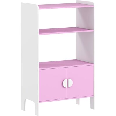 AIYAPLAY Estante de libros para niños, 2 Estantes, 2 Armarios, independiente, Diseño Antivuelco, Patas Antideslizantes, MDF Rosa+Blanco AIYAPLAY Estante de libros para niños, 2 Estantes, 2 Armarios, independiente, Diseño Antivuelco, Patas Antideslizantes, MDF Rosa+Blanco