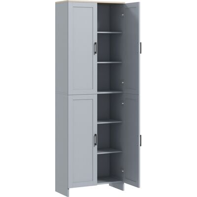 Homcom Armario de cocina altura 170 cm buffet alto con 4 puertas y estantes ajustables, diseño moderno, gris Homcom Armario de cocina altura 170 cm buffet alto con 4 puertas y estantes ajustables, diseño moderno, gris