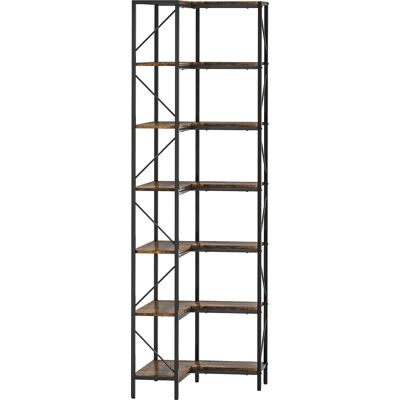 Homcom Estantería de Esquina de 7 Niveles Industrial con Estantes de Almacenamiento, 60x60x198 cm, Marrón Rústico Homcom Estantería de Esquina de 7 Niveles Industrial con Estantes de Almacenamiento, 60x60x198 cm, Marrón Rústico