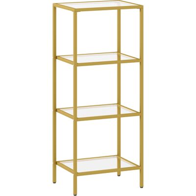 Homcom Mueble Estantería de 4 Niveles Minimalista en Metal y Vidrio Templado, 40x30x96.5 cm, color Oro Homcom Mueble Estantería de 4 Niveles Minimalista en Metal y Vidrio Templado, 40x30x96.5 cm, color Oro