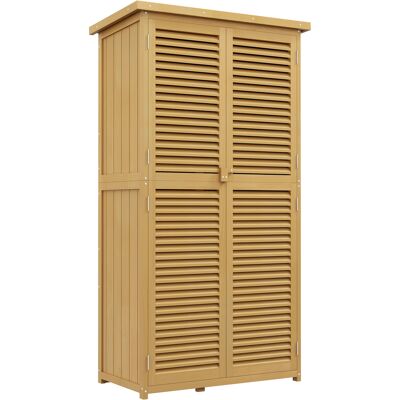 Outsunny Armario de jardín resistente a la intemperie, 2 puertas con cerradura, Madera de pino, 87L x 46,5An x 160Al cm, Amarillo claro Outsunny Armario de jardín resistente a la intemperie, 2 puertas con cerradura, Madera de pino, 87L x 46,5An x 160Al cm, Amarillo claro
