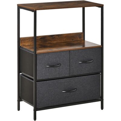 Homcom Cómoda meuble de rangement con 3 cajones tissus, estante y plateau superior, 58L x 29W x 81,5H cm Homcom Cómoda meuble de rangement con 3 cajones tissus, estante y plateau superior, 58L x 29W x 81,5H cm