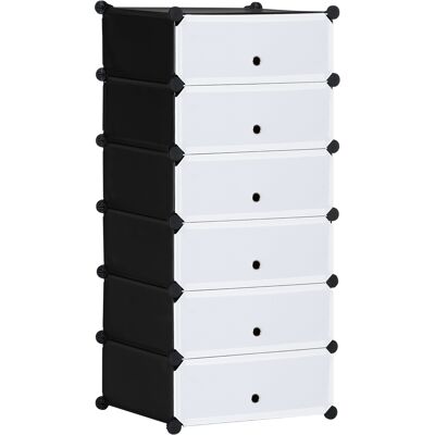Homcom - 6-Cubos - Negro-Blanco - Zapatero Homcom - 6-Cubos - Negro-Blanco - Zapatero