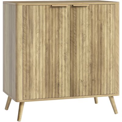 Homcom Buffet de salón mueble de almacenamiento con armario de 2 puertas y estante ajustable, 77x40x81 cm, aspecto madera Homcom Buffet de salón mueble de almacenamiento con armario de 2 puertas y estante ajustable, 77x40x81 cm, aspecto madera
