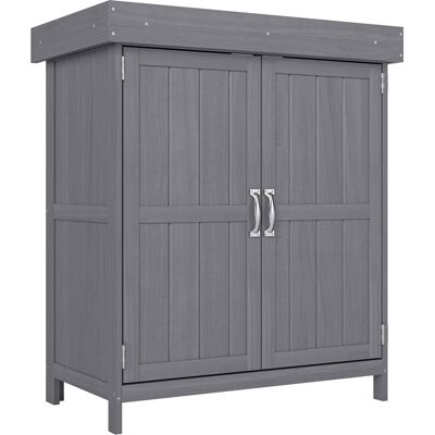 Outsunny Armario Exterior de Madera 74x43x88 cm Cobertizo de Almacenamiento para Jardín con 2 Puertas Techo Asfáltico Abatible Gris Aosom España Outsunny Armario Exterior de Madera 74x43x88 cm Cobertizo de Almacenamiento para Jardín con 2 Puertas Techo Asfáltico Abatible Gris Aosom España