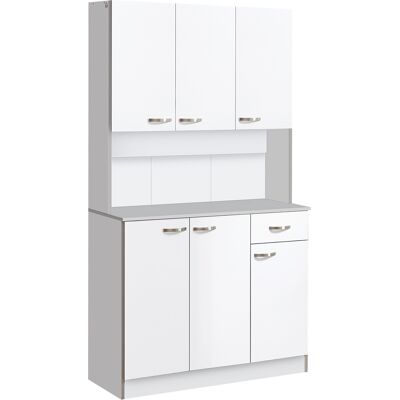 Homcom Alacena de Cocina con Cajón Moderna 6 Puertas Estantes Ajustable 101x39x180 cm Blanco Aosom España Homcom Alacena de Cocina con Cajón Moderna 6 Puertas Estantes Ajustable 101x39x180 cm Blanco Aosom España