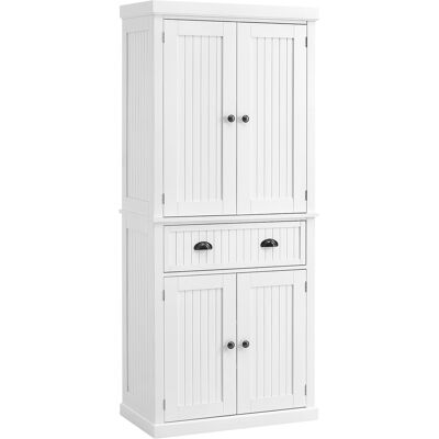 Homcom Armario de cocina buffet multi-almacenamiento estantes ajustables 4 puertas cajón grande 76,2 x 40,2 x 183 cm blanco Homcom Armario de cocina buffet multi-almacenamiento estantes ajustables 4 puertas cajón grande 76,2 x 40,2 x 183 cm blanco